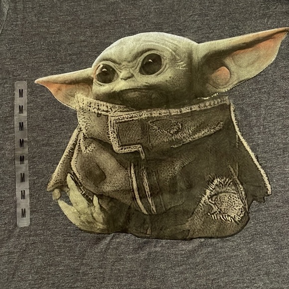 Capped sleeve t-shirt - Grey, Medium - Grogu (Baby Yoda) Star Wars Mandalorian - Picture 2 of 7